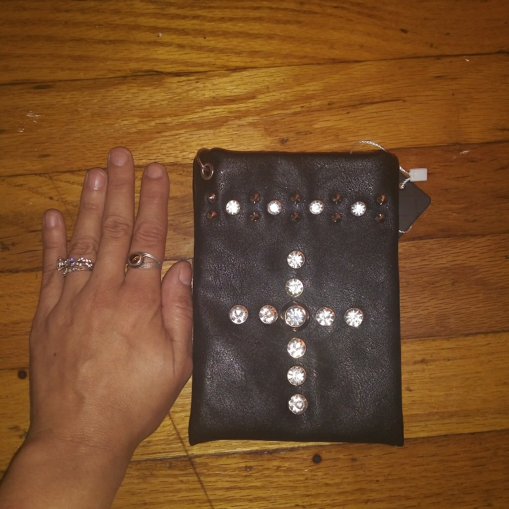 ⭐ Leather/Swarovski crystal crossbody - Picture 2 of 4